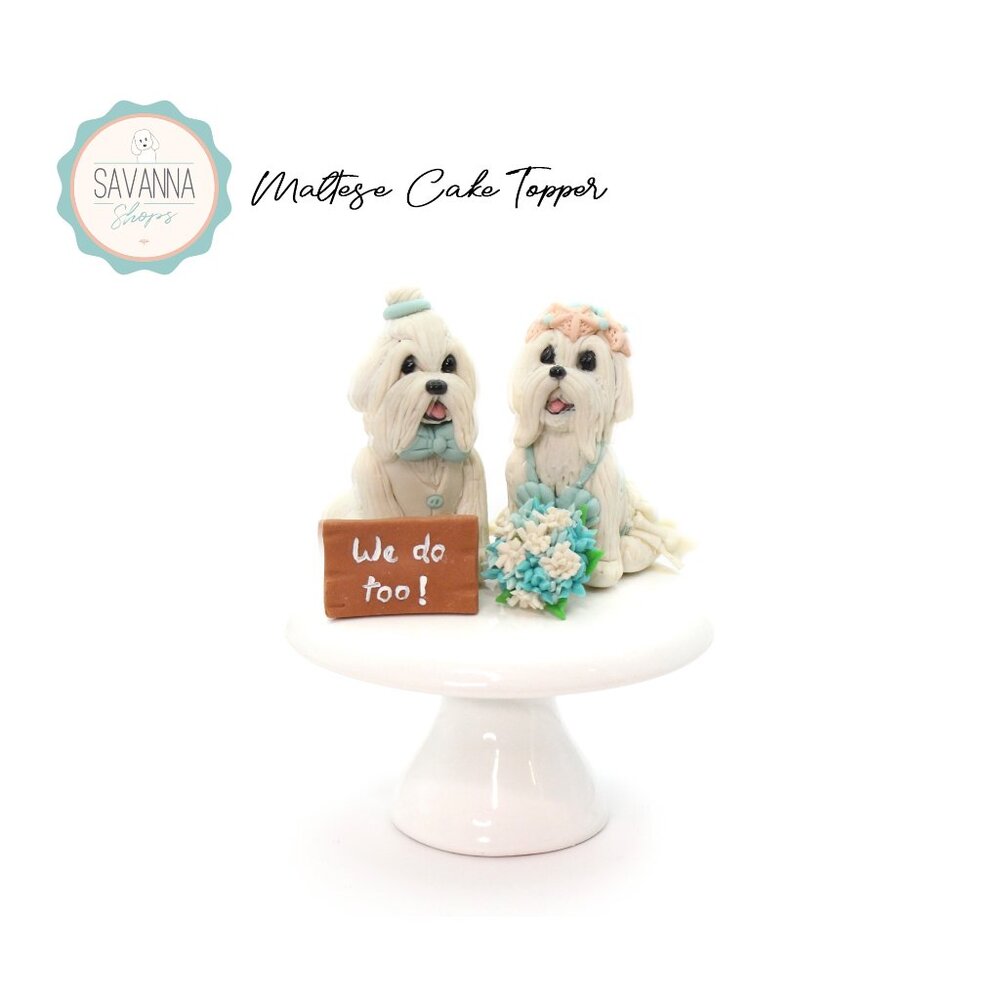 Dog Cake Topper, Maltese Cake Topper / Wedding Cake Topper